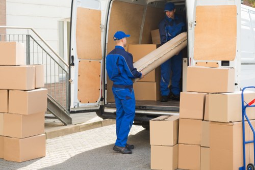 Boxes and household items being prepared for West Drayton storage pricing estimate