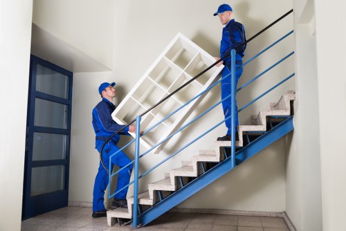 Secure storage area with carefully placed items and labeled containers